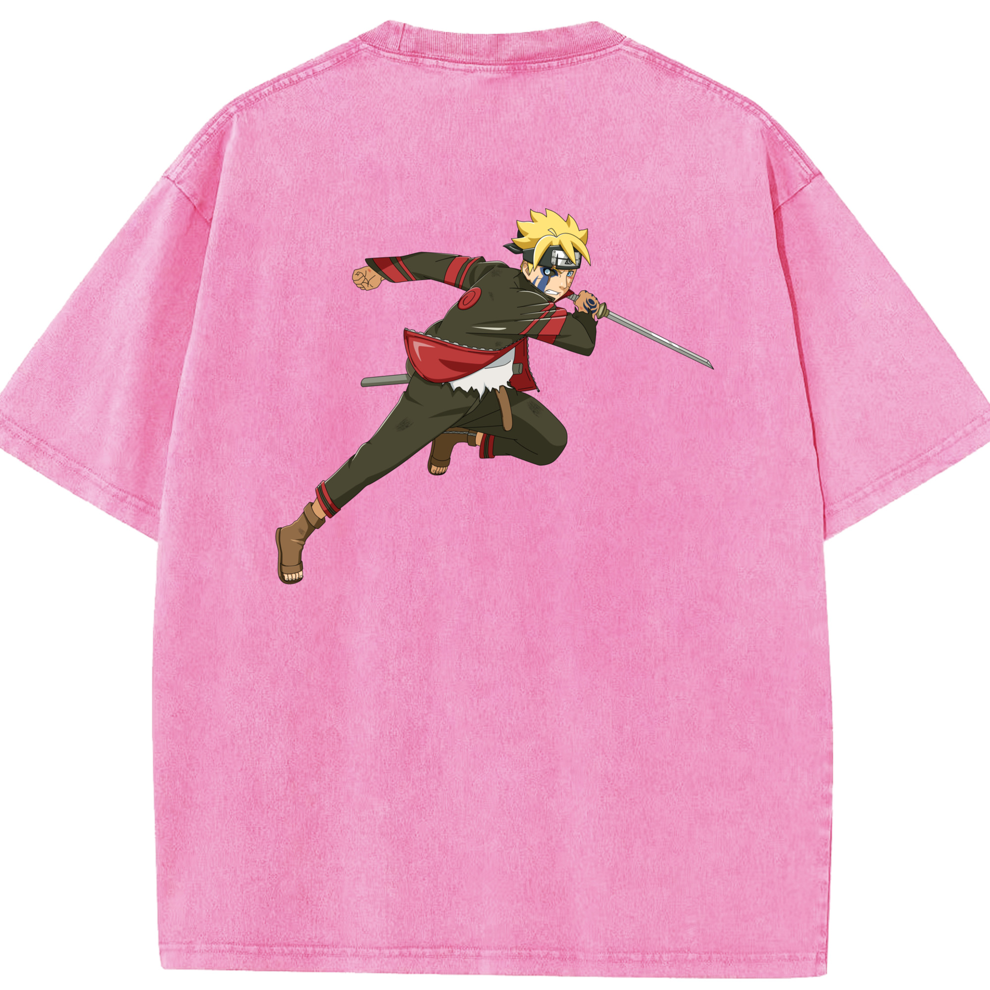 （画像用） NARUTO -ナルト- うずまき ボルト Uzumaki Boruto 綿100% ヴィンテージ風 半袖Tシャツ（背面プリント）